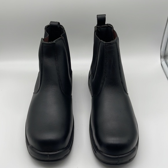 Tegopro Shoes Tegopro Black Leather Safety Protection Hard Toe Boots Mens - Picture 2 of 4